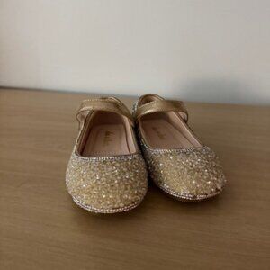 Doe a Dear Gold Stone Flat Girls Dress Shoes